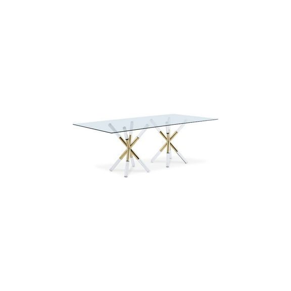 Meridian Furniture Mercury Rectangular Tempered Glass Top Dining Table