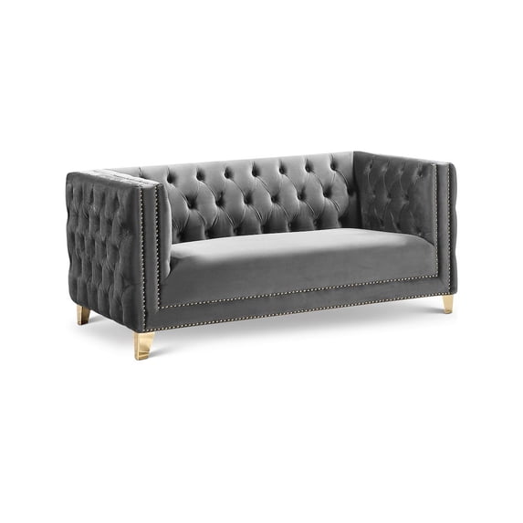 Meridian Furniture Michelle Gray Velvet Loveseat