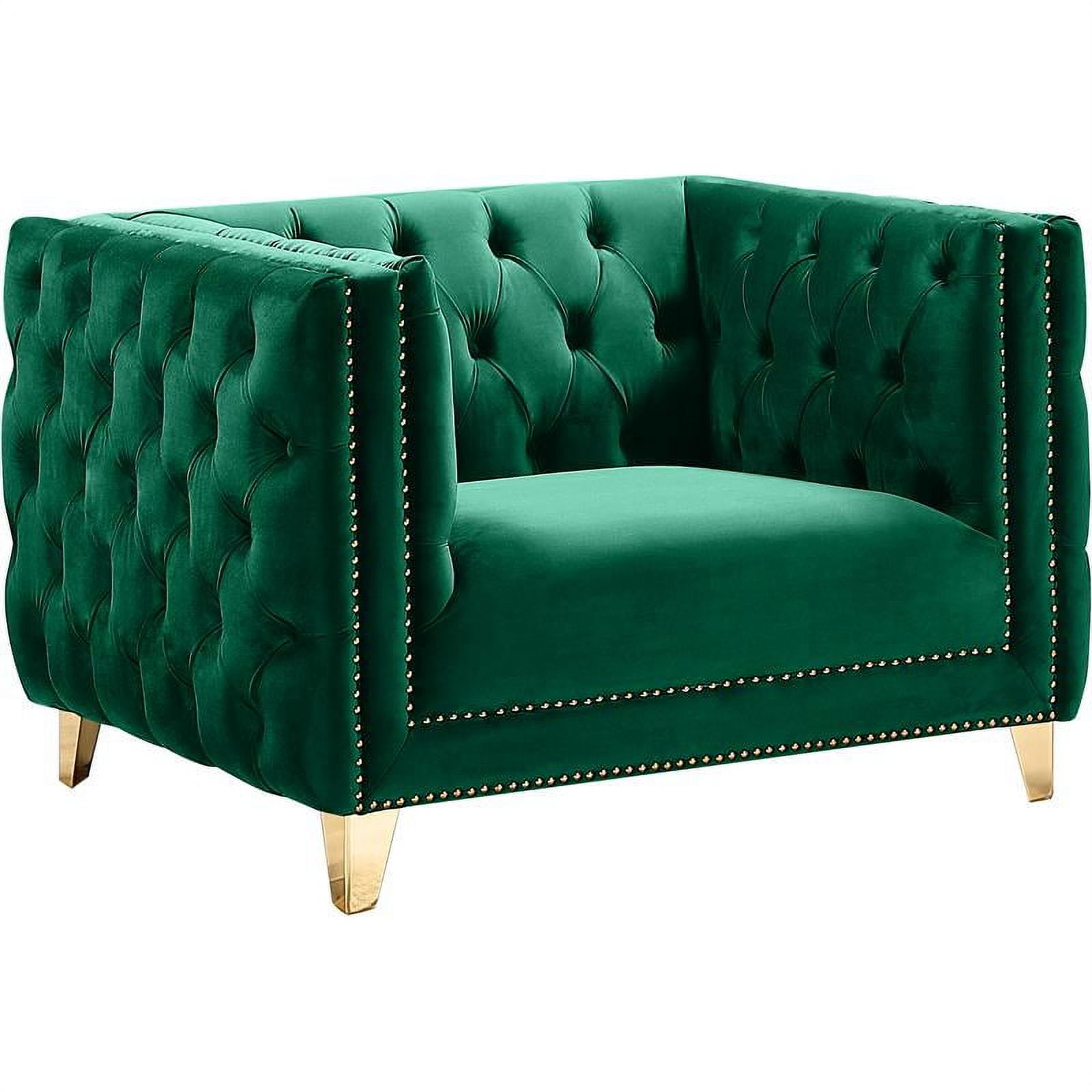 Michelle Green Velvet Armchair with Gold Iron Legs