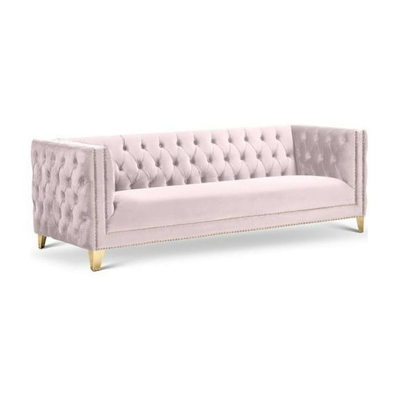 Meridian Furniture Michelle Pink Velvet Sofa