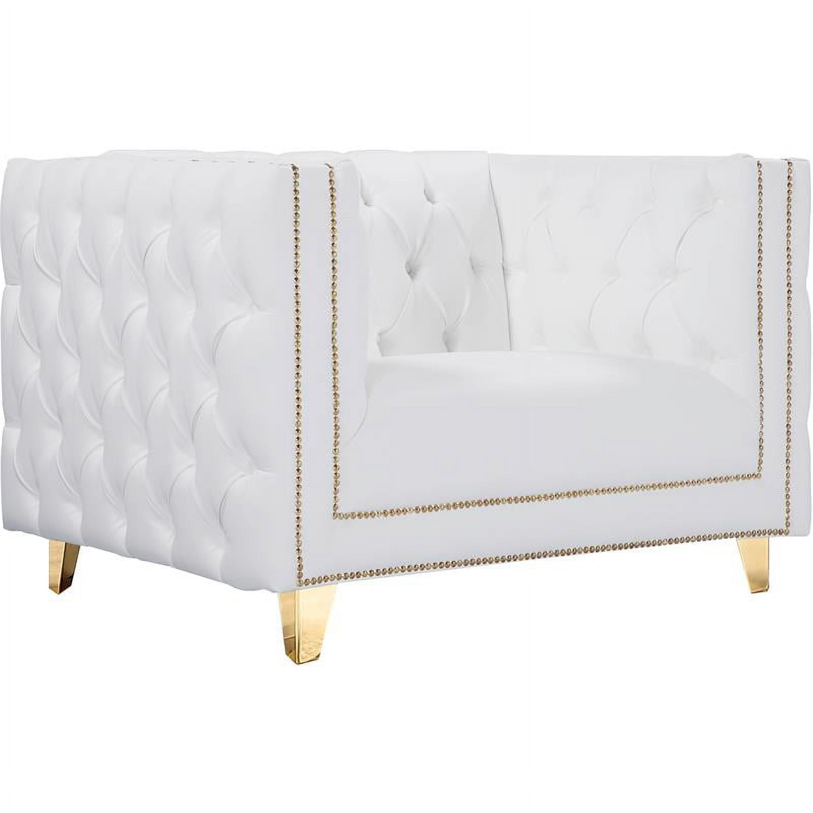 Michelle Sumptuous White Faux Leather Chair with Gold Iron Legs