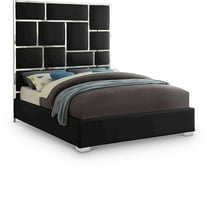 Meridian Furniture Milan Solid Wood and Vegan Leather Queen Bed in Black