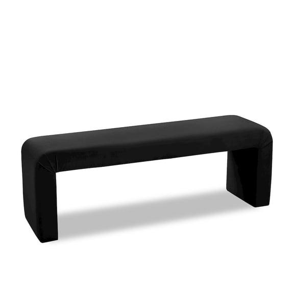 Meridian Furniture Minimalist Black Velvet Bench