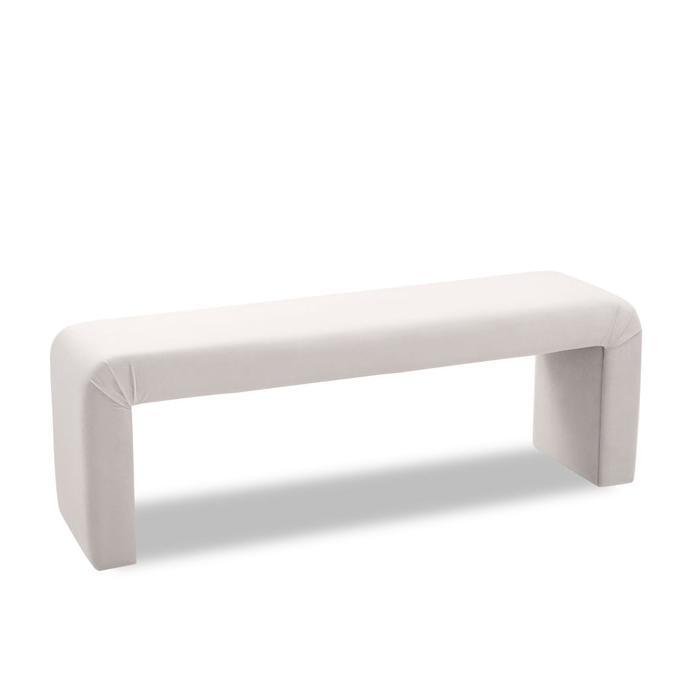 Contemporary Cream Velvet 53" Minimalist Bench