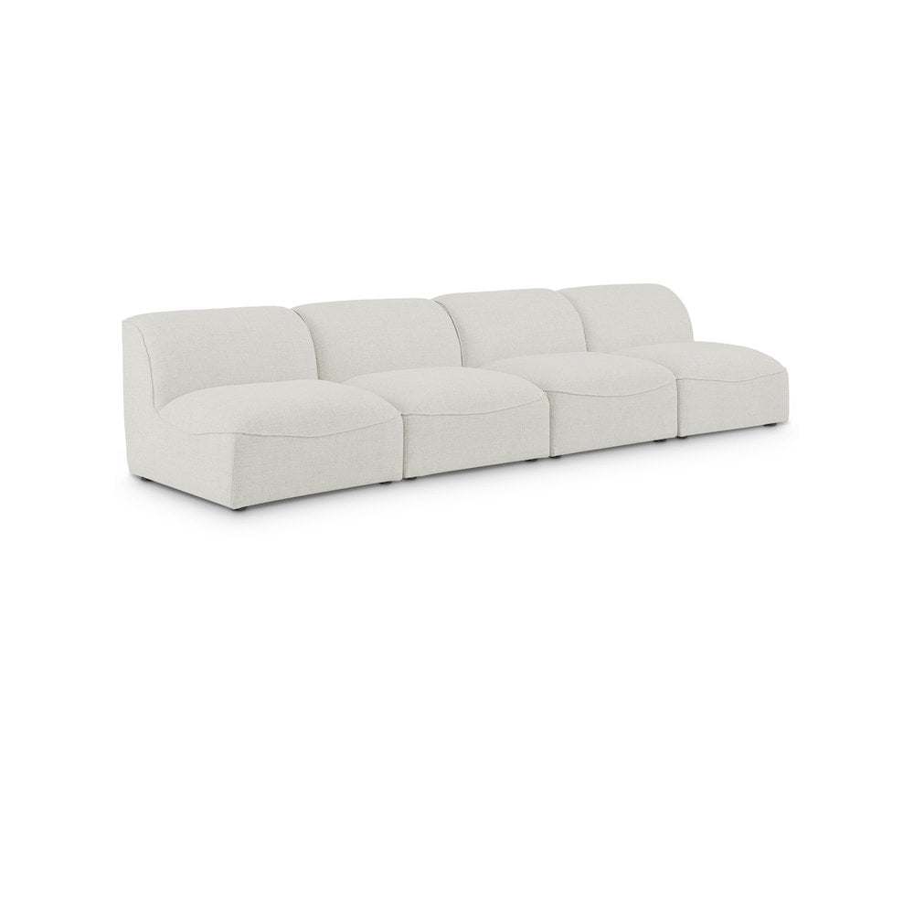 Miramar Cream Linen Textured 132'' Modular Sofa