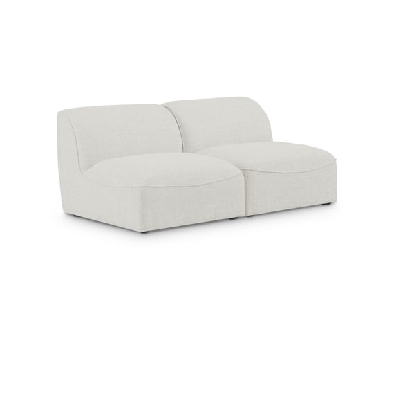Meridian Furniture Miramar Cream Durable Linen Textured Modular Sofa