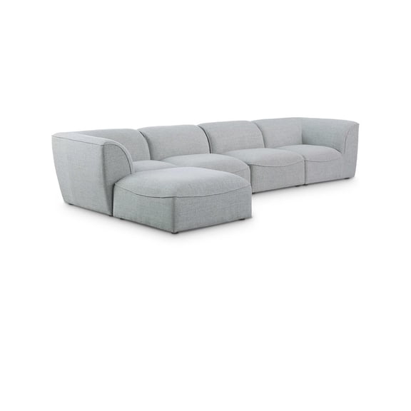 Meridian Furniture Miramar Grey Durable Linen Textured Modular Sectional