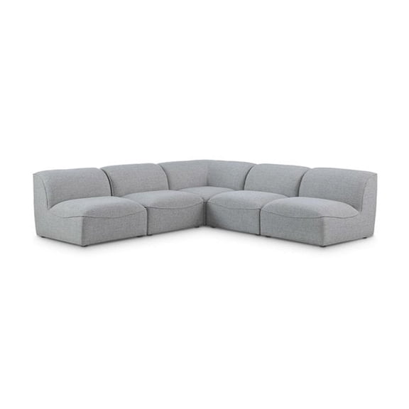 Meridian Furniture Miramar Grey Durable Linen Textured Modular Sectional