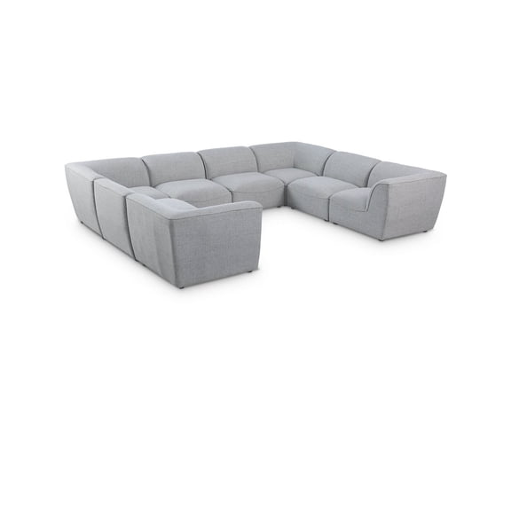 Meridian Furniture Miramar Grey Durable Linen Textured Modular Sectional