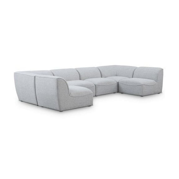 Meridian Furniture Miramar Grey Durable Linen Textured Modular Sectional