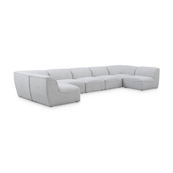 Meridian Furniture Miramar Grey Durable Linen Textured Modular Sectional