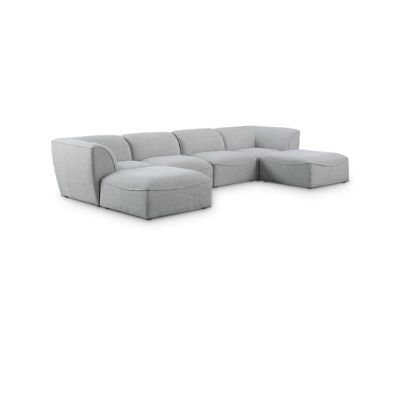 Meridian Furniture Miramar Grey Durable Linen Textured Modular Sectional