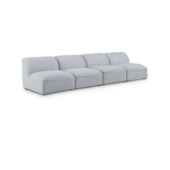 Meridian Furniture Miramar Grey Durable Linen Textured Modular Sofa