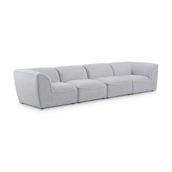 Meridian Furniture Miramar Grey Durable Linen Textured Modular Sofa