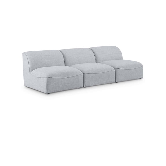 Meridian Furniture Miramar Grey Durable Linen Textured Modular Sofa