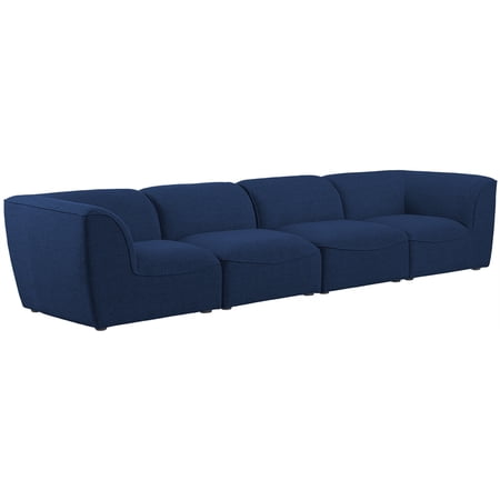 Meridian Furniture Miramar Navy Durable Linen Textured Modular Sofa