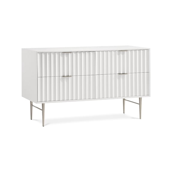 Meridian Furniture Modernist Contemporary Dresser in White Medium Gloss Finish