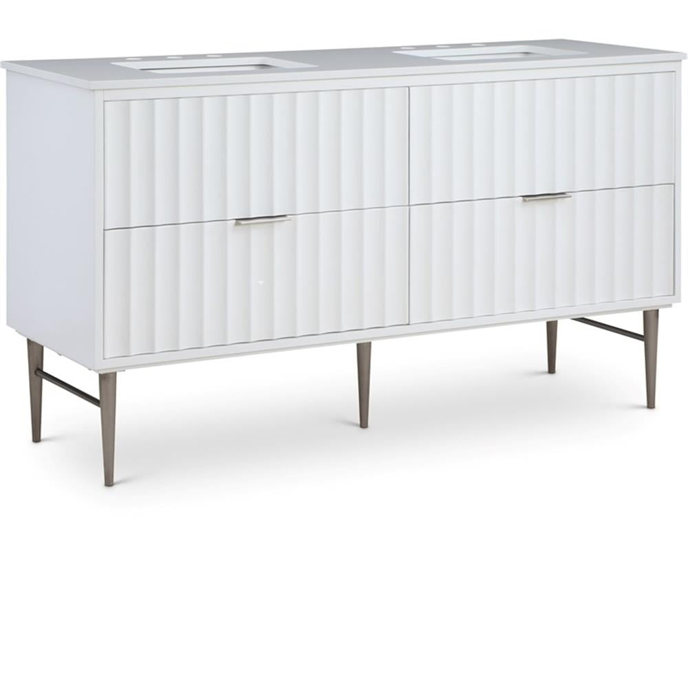 Modernist White Quartz Top Freestanding Bathroom Vanity