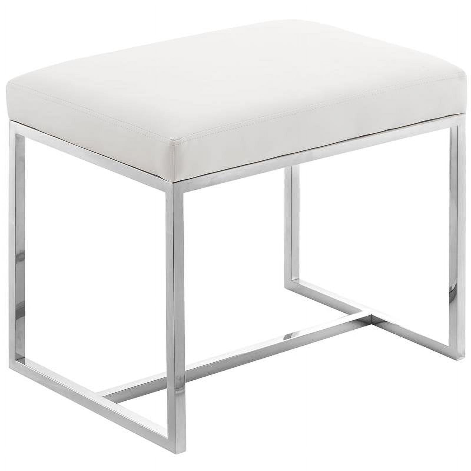 Meridian Furniture Monroe Faux Leather Ottoman | Stool - Silver Meridian Furniture Monroe Faux Leather Ottoman | Stool - Silver