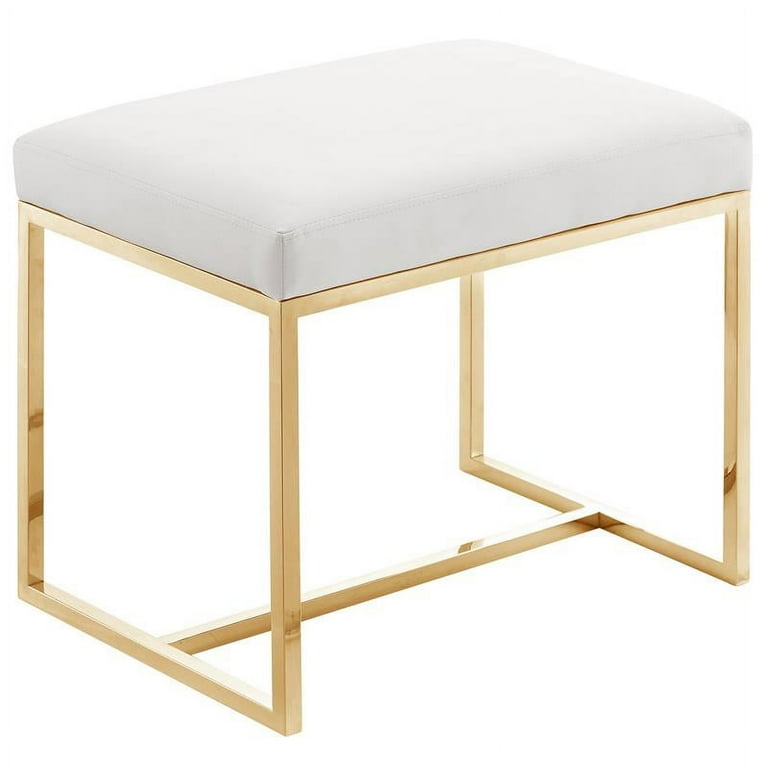 Meridian Furniture Monroe Faux Leather Ottoman | Stool - Gold Meridian Furniture Monroe Faux Leather Ottoman | Stool - Gold
