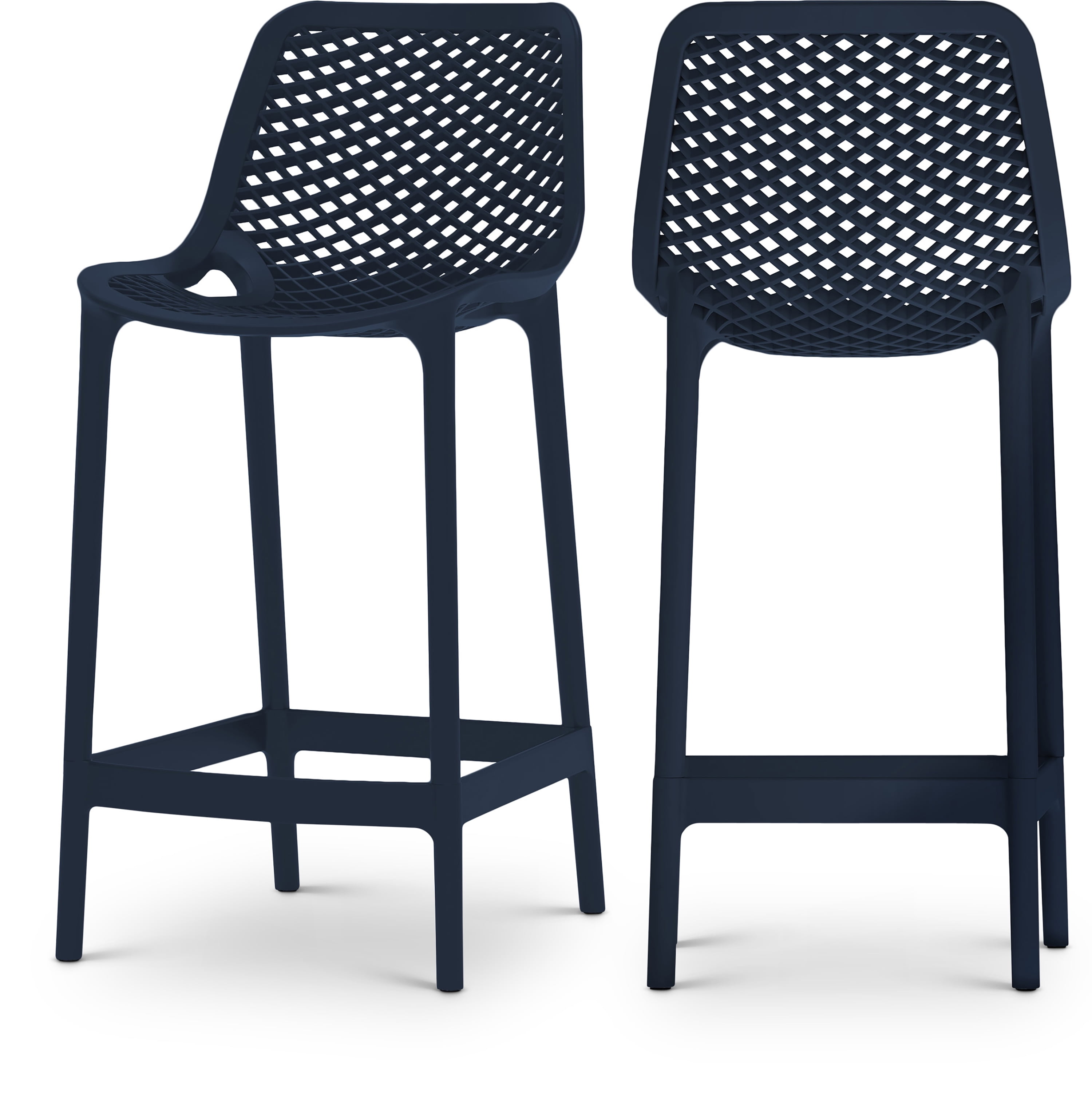 Meridian Furniture Mykonos Navy Outdoor Patio Stool (Set of 4)
