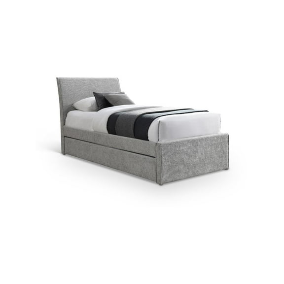 Meridian Furniture Myles Grey Chenille Fabric Twin Trundle Bed