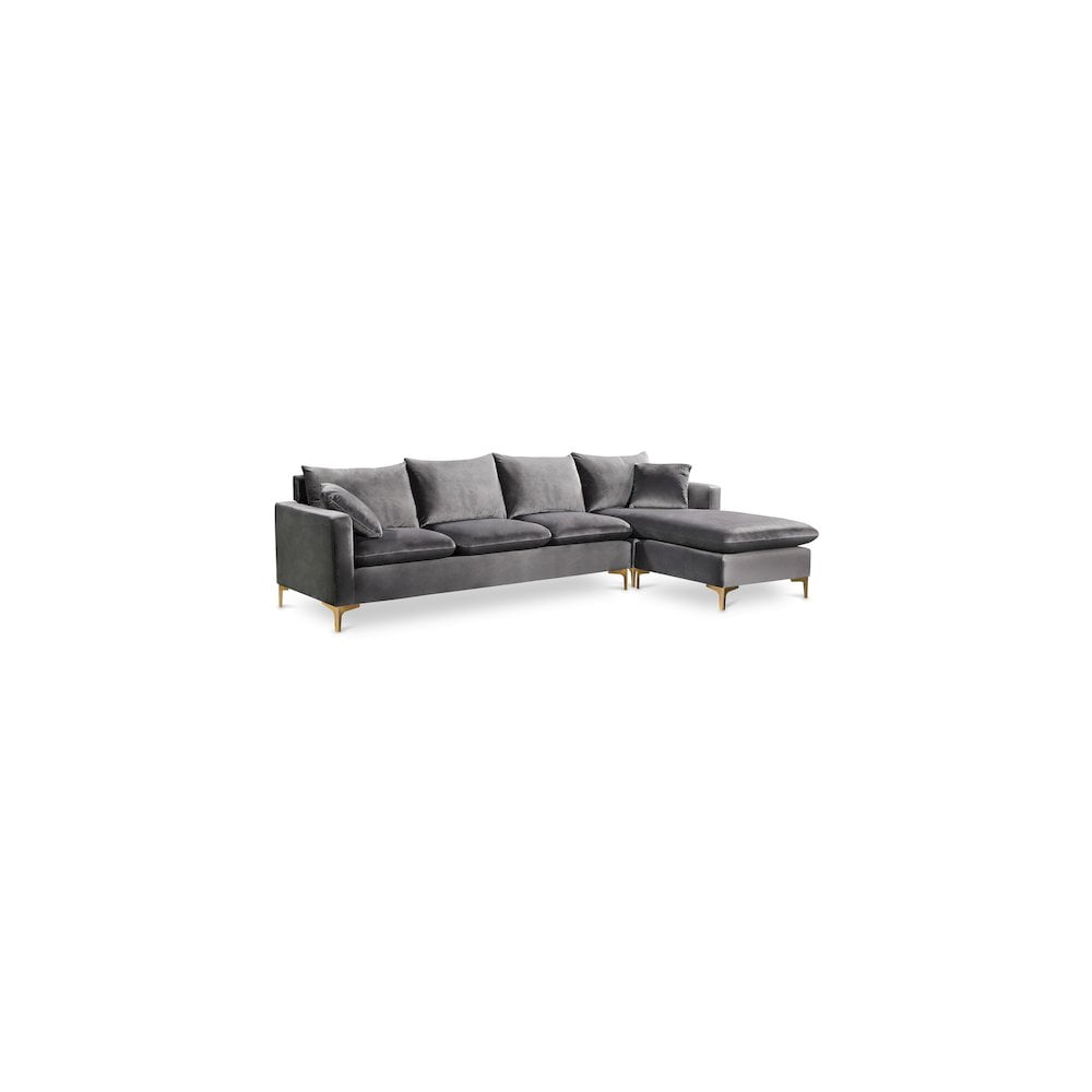 Luxurious Grey Velvet 2-Piece Reversible Sectional Sofa