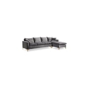Meridian Furniture Naomi Contemporary 2pc Velvet Reversible Sectional in Gray