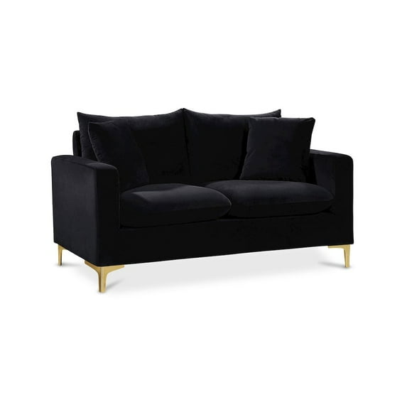 Meridian Furniture Naomi Contemporary Velvet Loveseat in Black