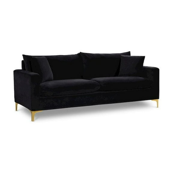 Meridian Furniture Naomi Contemporary Velvet Sofa in Black
