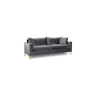 Meridian Furniture Naomi Contemporary Velvet Sofa in Gray