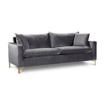 Meridian Furniture Naomi Contemporary Velvet Sofa in Gray