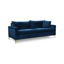 Meridian Furniture Naomi Contemporary Velvet Sofa in Navy