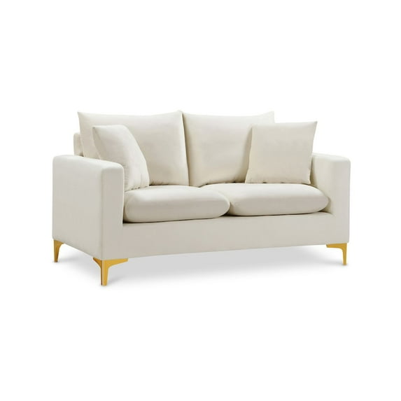 Meridian Furniture Naomi Cream Velvet Loveseat