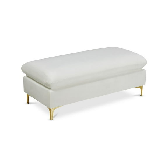 Meridian Furniture Naomi Cream Velvet Ottoman