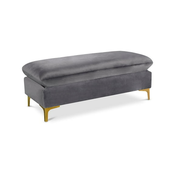 Meridian Furniture Naomi Gray Velvet Ottoman