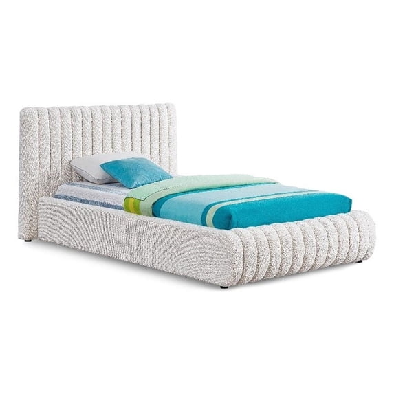 Meridian Furniture Nash Boucle Fabric Twin Bed, Cream