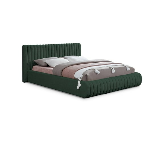 Meridian Furniture Nash Green Boucle Fabric King Bed