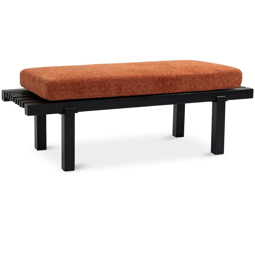 Meridian Furniture Naya Cognac Chenille Fabric Bench