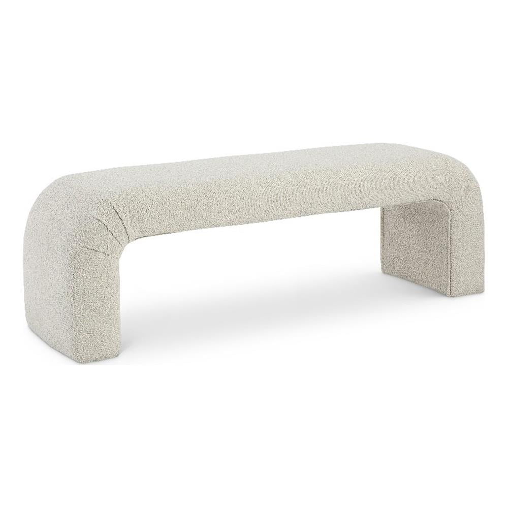 Niagara Cream Boucle Fabric Curved Bench