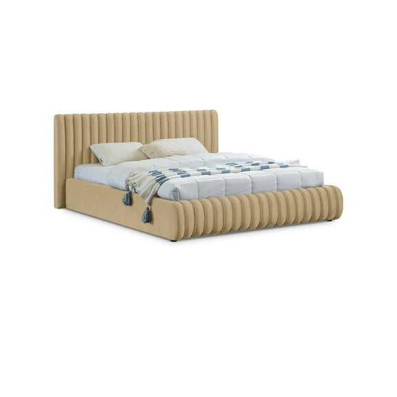 Meridian Furniture Nico Camel Velvet Queen Bed