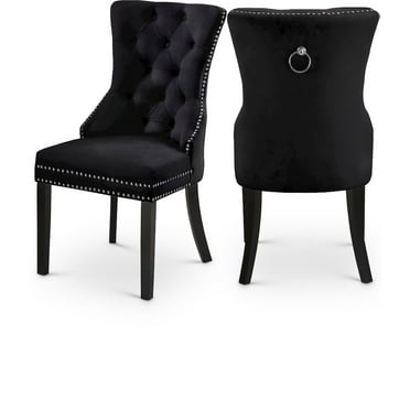 Meridian Furniture Nikki 19.5"H Velvet Dining Chair in Black (Set of 2)