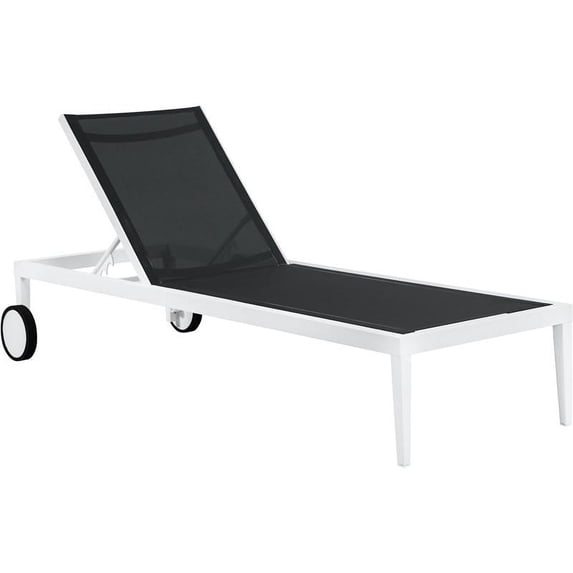 Meridian Furniture Nizuc Black Fabric Outdoor Patio Mesh Chaise Lounge Chair