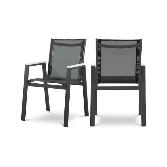 Meridian Furniture Nizuc Black Outdoor Patio Dining Arm Chair (Set of 2)