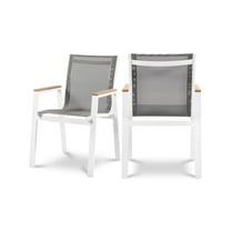 Meridian Furniture Nizuc Grey Outdoor Patio Dining Arm Chair (Set of 2)
