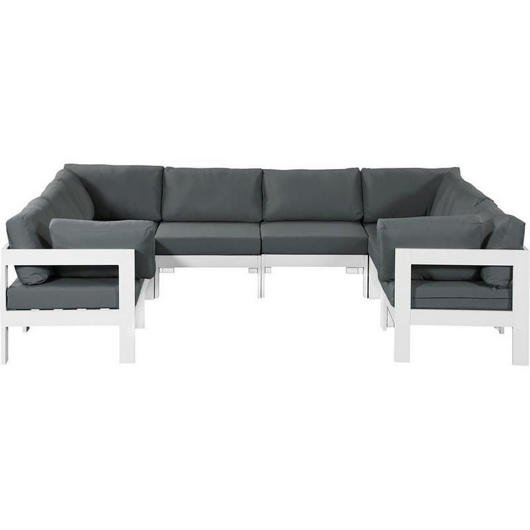 Meridian Furniture Nizuc Outdoor Patio Grey Aluminum Modular Sectional 5A Meridian Furniture Nizuc Outdoor Patio Grey Aluminum Modular Sectional 5A