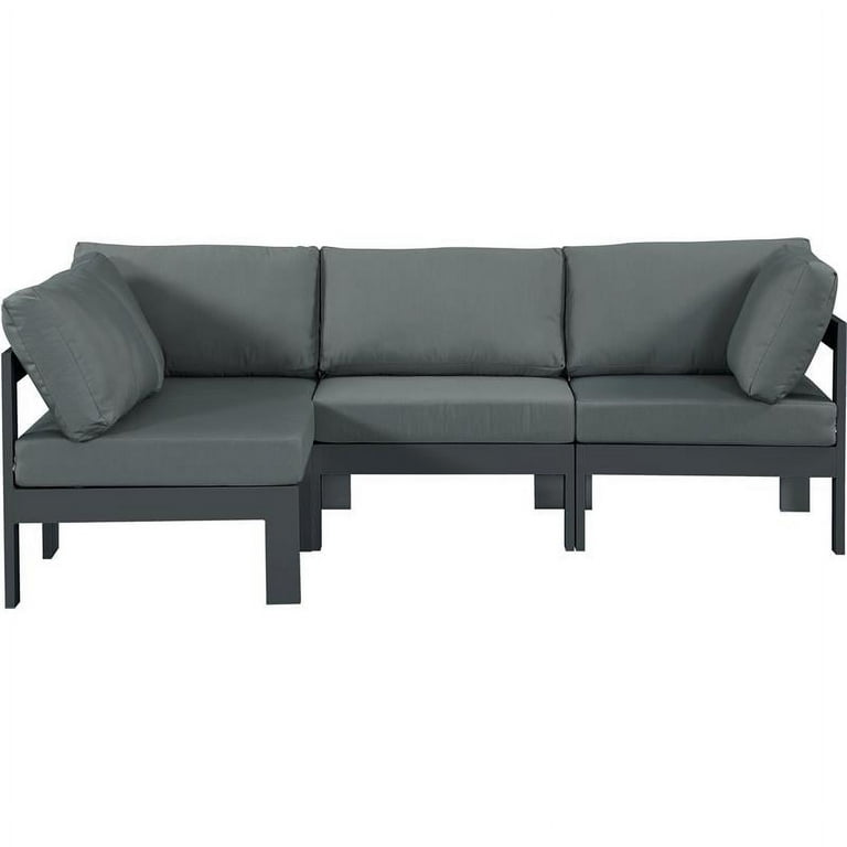 Meridian Furniture Nizuc Outdoor Patio Grey Aluminum Modular Sectional 5A Meridian Furniture Nizuc Outdoor Patio Grey Aluminum Modular Sectional 5A