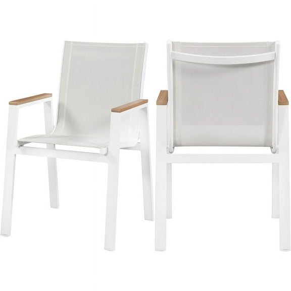 Meridian Furniture Nizuc Off White Fabric Outdoor Patio Dining Chair (Set of 2)