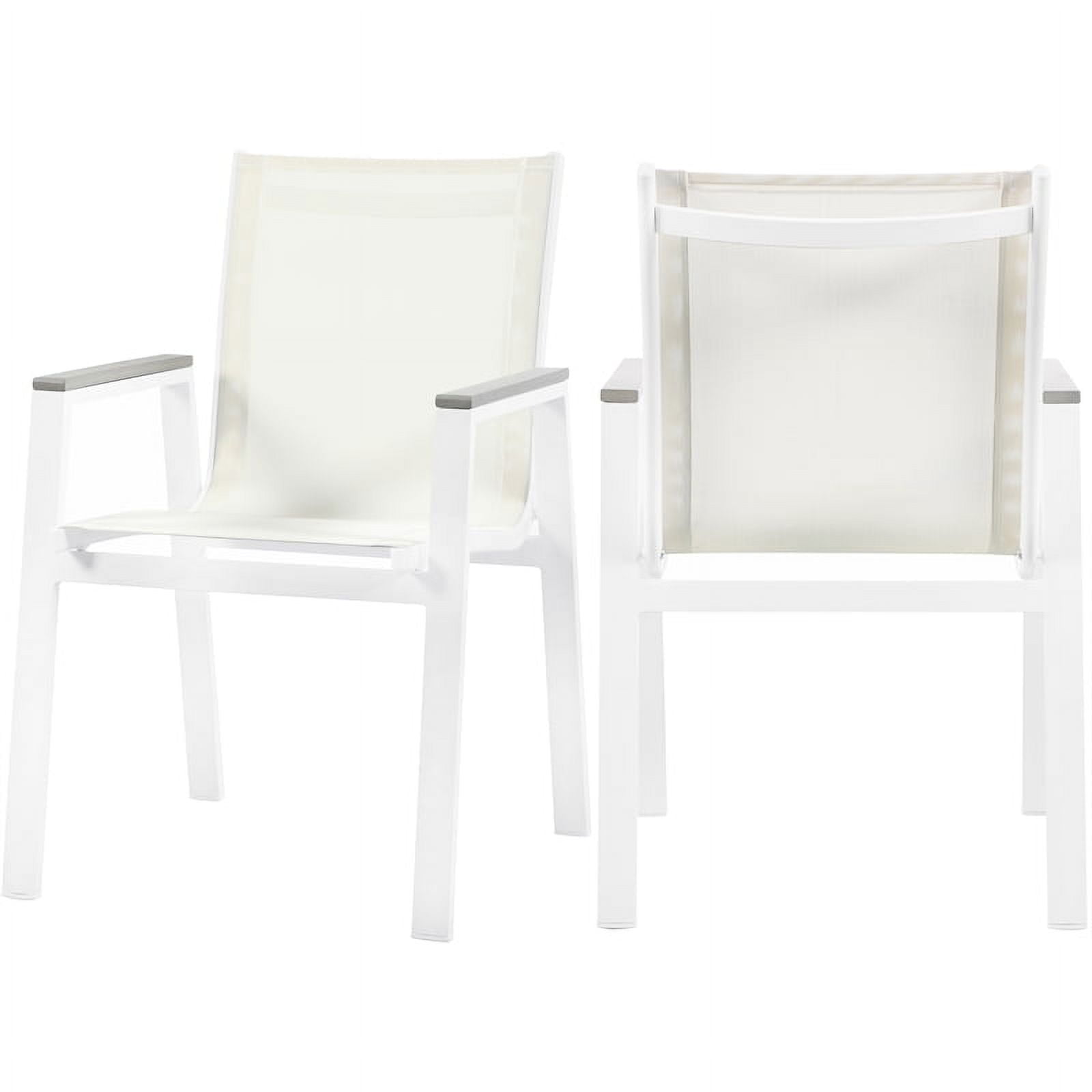 Nizuc White Mesh and Aluminum Outdoor Dining Chair Set