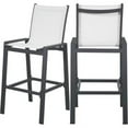 thumbnail image 1 of Meridian Furniture Nizuc White Fabric Outdoor Patio Mesh Barstool (Set of 2), 1 of 3